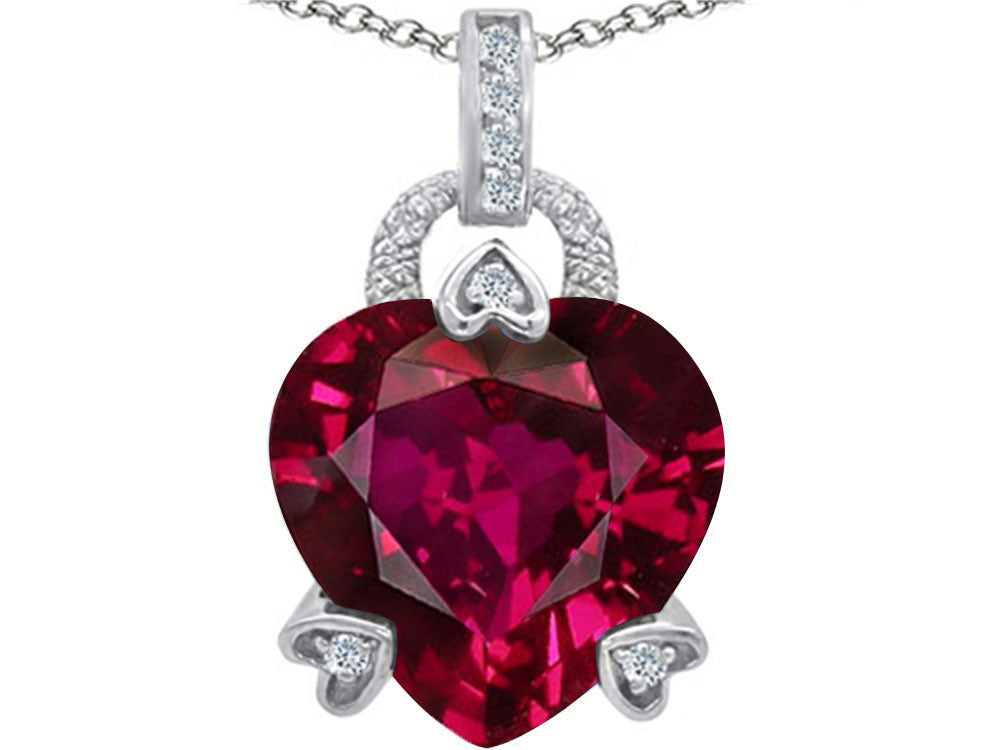 Star K™ Large Lock Love Heart Pendant Necklace with 13mm Heart Shape Created Ruby