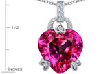Star K™ Large Lock Love Heart Pendant Necklace with 13mm Heart Shape Created Pink Sapphire
