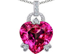 Star K™ Large Lock Love Heart Pendant Necklace with 13mm Heart Shape Created Pink Sapphire