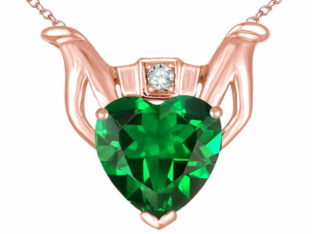 Star K™ Claddagh Love Pendant Necklace With 8mm Heart Simulated Emerald