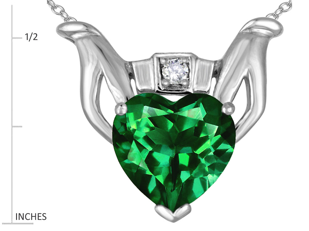 Star K™ Claddagh Love Pendant Necklace With 8mm Heart Simulated Emerald