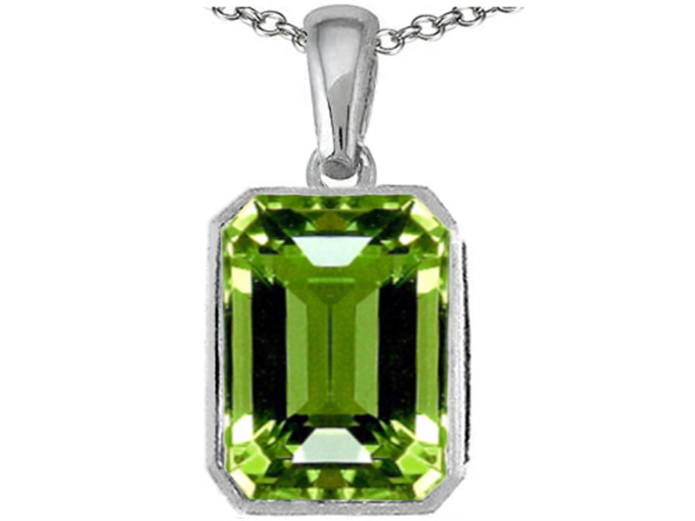 Star K™ Emerald Cut 10x8mm Simulated Peridot Pendant Necklace