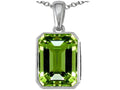 Star K™ Emerald Cut 10x8mm Simulated Peridot Pendant Necklace