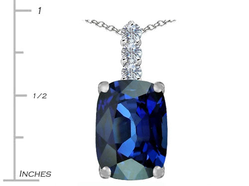 Star K™ Large 14x10mm Cushion-Cut Simulated Sapphire Pendant Necklace