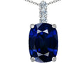 Star K™ Large 14x10mm Cushion-Cut Simulated Sapphire Pendant Necklace