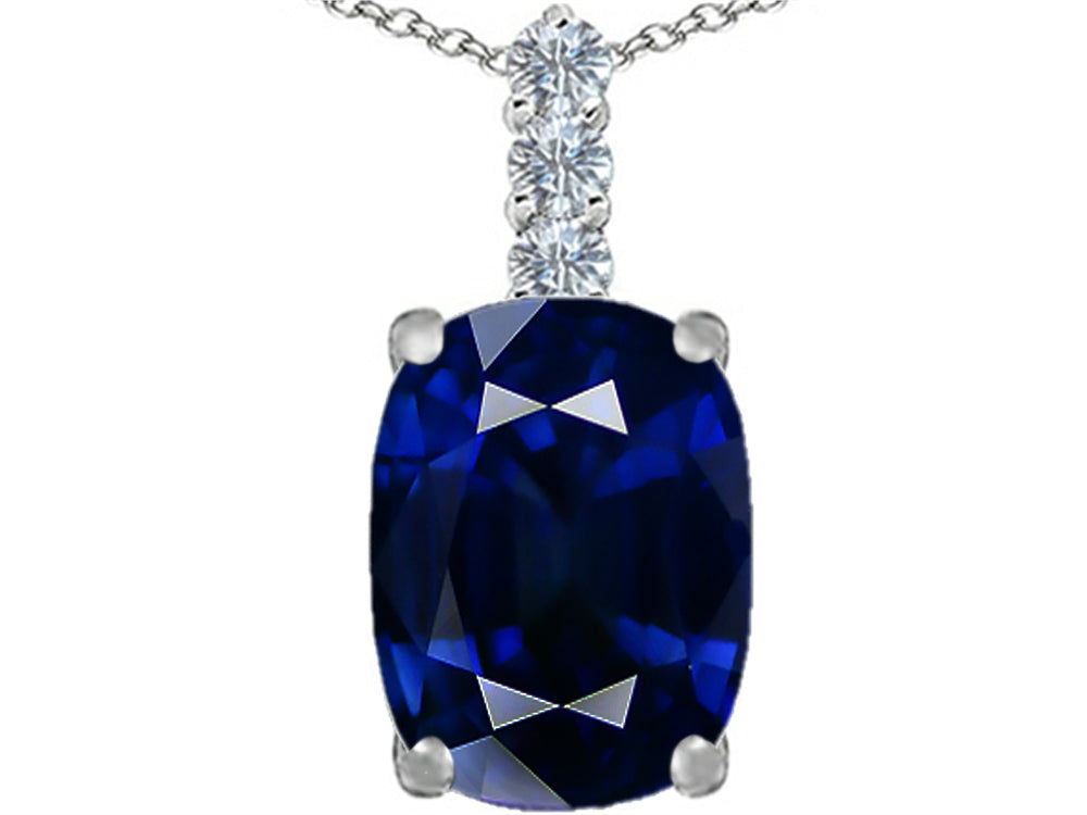 Star K™ Large 14x10mm Cushion-Cut Simulated Sapphire Pendant Necklace