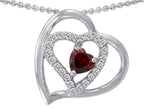 Star K™ 6mm Heart Shape Simulated Garnet Pendant Necklace