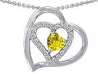 Star K™ Heart Shape Simulated Citrine Pendant Necklace