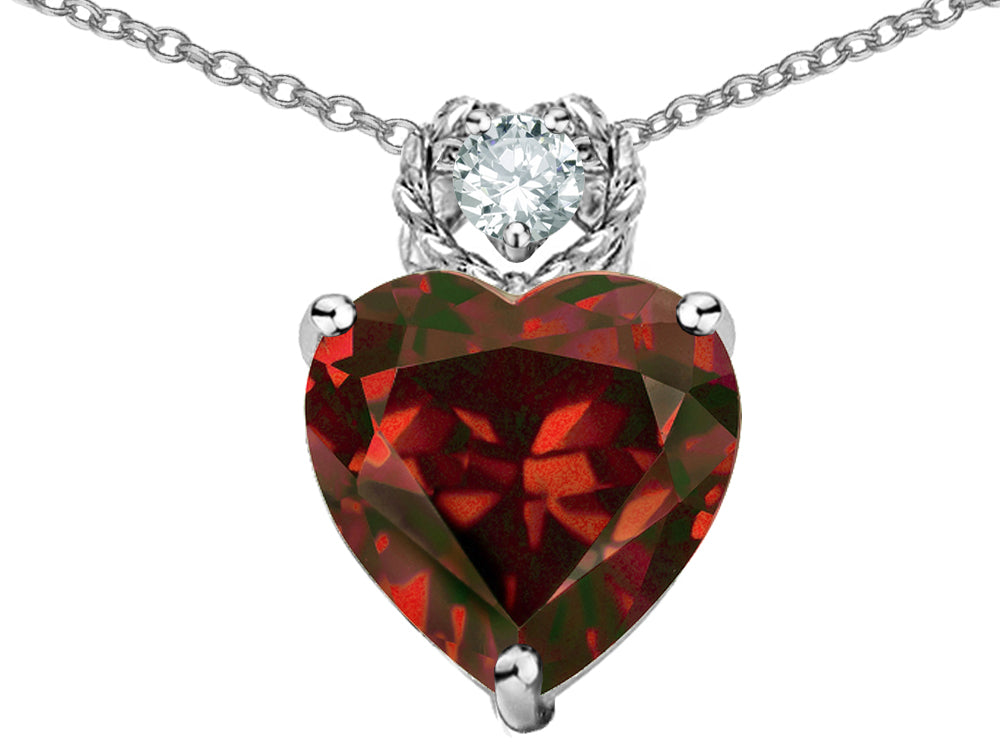 Star K™ 8mm Heart Shape Simulated Garnet Pendant Necklace