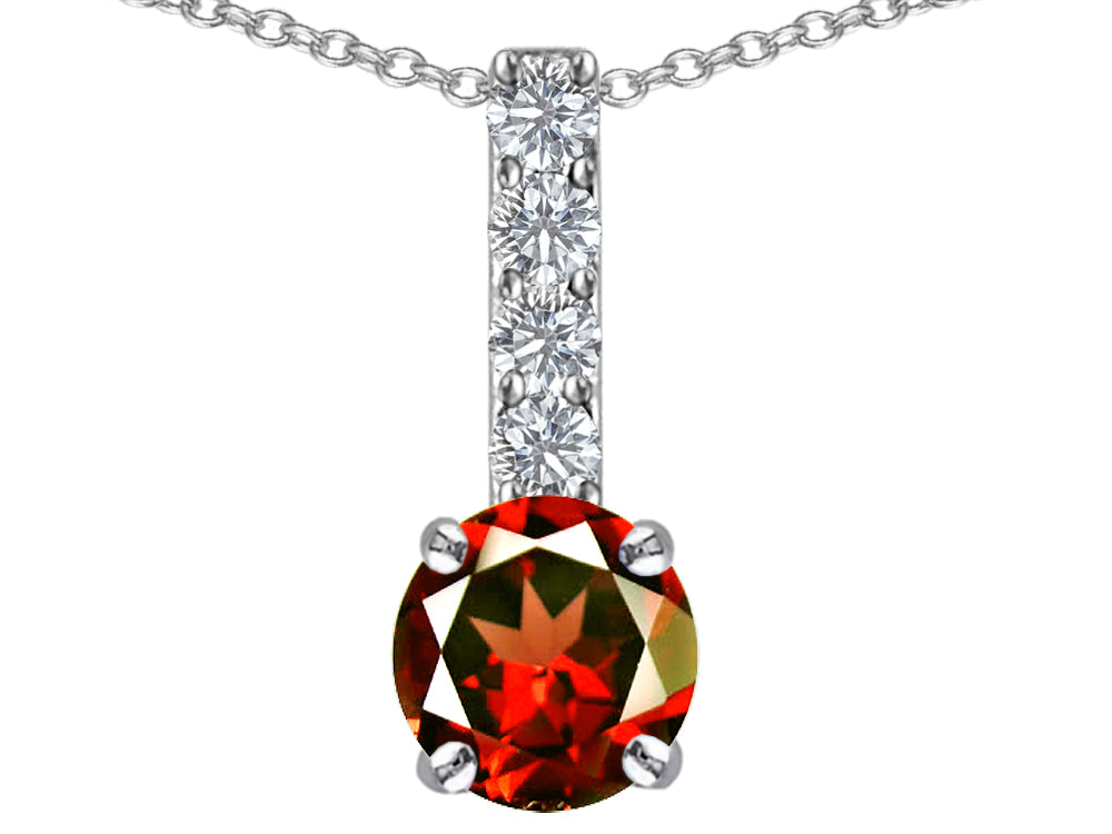 Star K™ Round Simulated Garnet Pendant Necklace