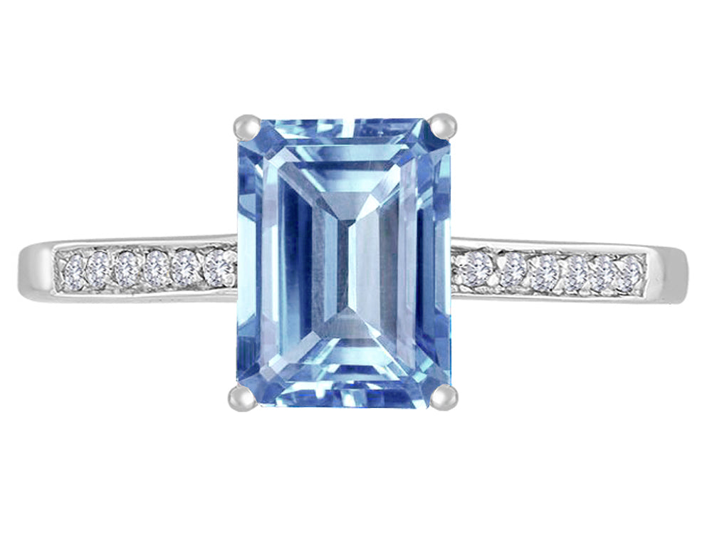 Original Star K 8x6mm Simulated Aquamarine Solitaire Engagement Ring