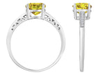 Original Star K Round 7mm Genuine Citrine Solitaire Engagement Ring