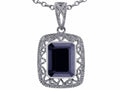 Star K™ Emerald Cut Genuine Black Sapphire Pendant Necklace