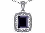Star K™ Emerald Cut Genuine Black Sapphire Pendant Necklace