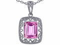 Star K™ Emerald Cut Created Pink Sapphire Pendant Necklace