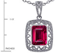 Star K™ Emerald Cut Created Ruby Pendant Necklace
