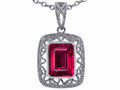 Star K™ Emerald Cut Created Ruby Pendant Necklace