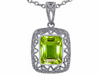Star K™ Emerald Cut Genuine Peridot Pendant Necklace