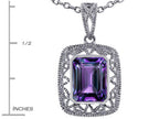 Star K™ Emerald Cut Simulated Alexandrite Pendant Necklace