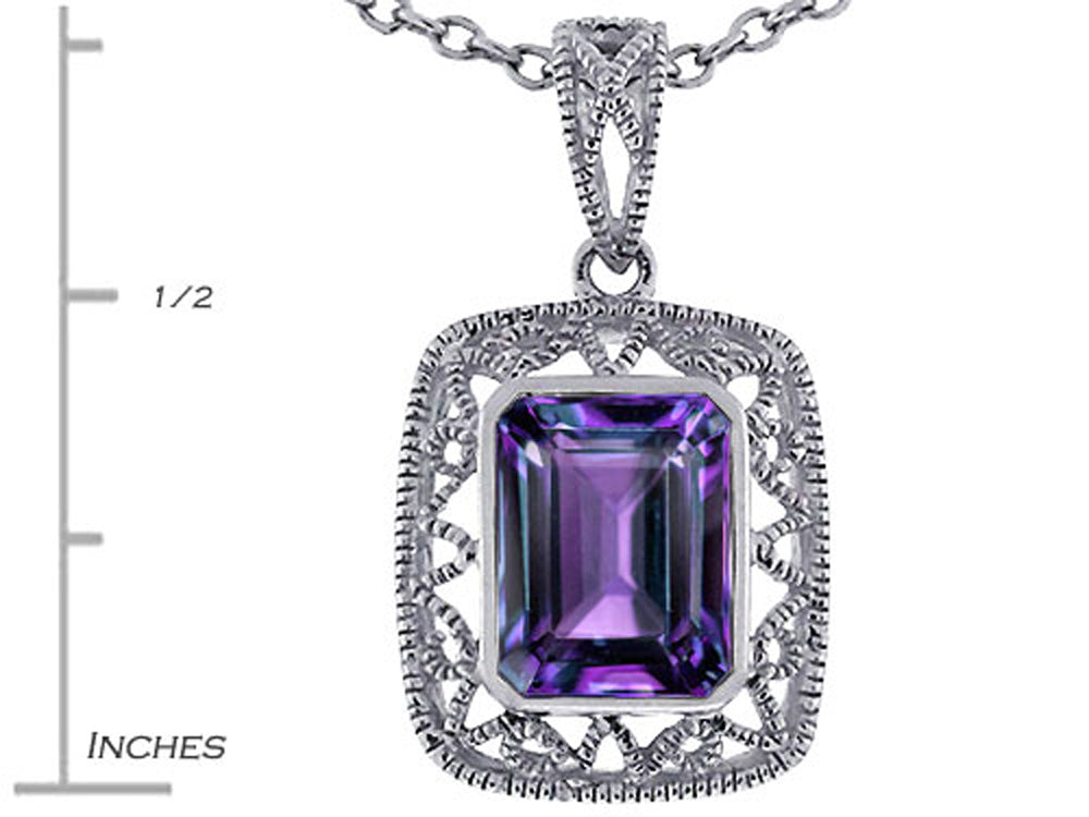 Star K™ Emerald Cut Simulated Alexandrite Pendant Necklace