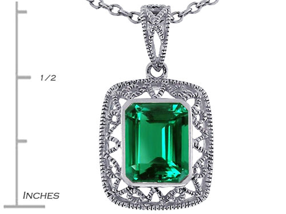 Star K™ Emerald Cut Simulated Emerald Pendant Necklace
