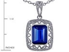 Star K™ Emerald Cut Created Sapphire Pendant Necklace