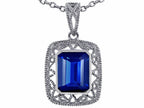 Star K™ Emerald Cut Created Sapphire Pendant Necklace