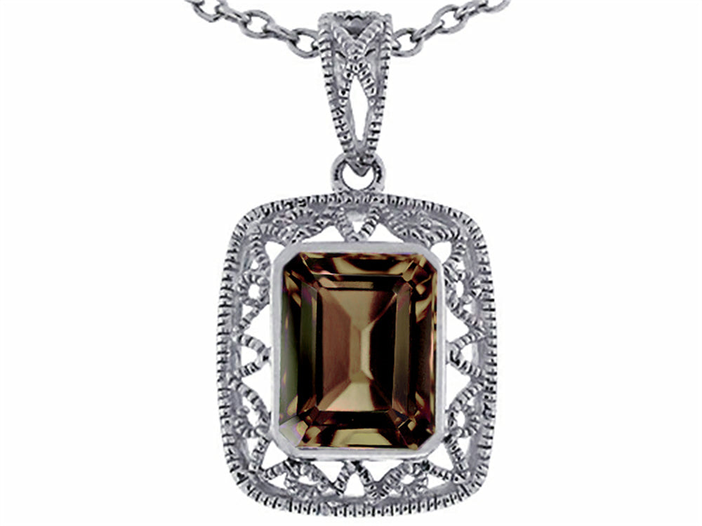 Star K™ Emerald Cut Smoky Quartz Pendant Necklace