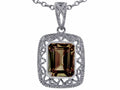 Star K™ Emerald Cut Smoky Quartz Pendant Necklace