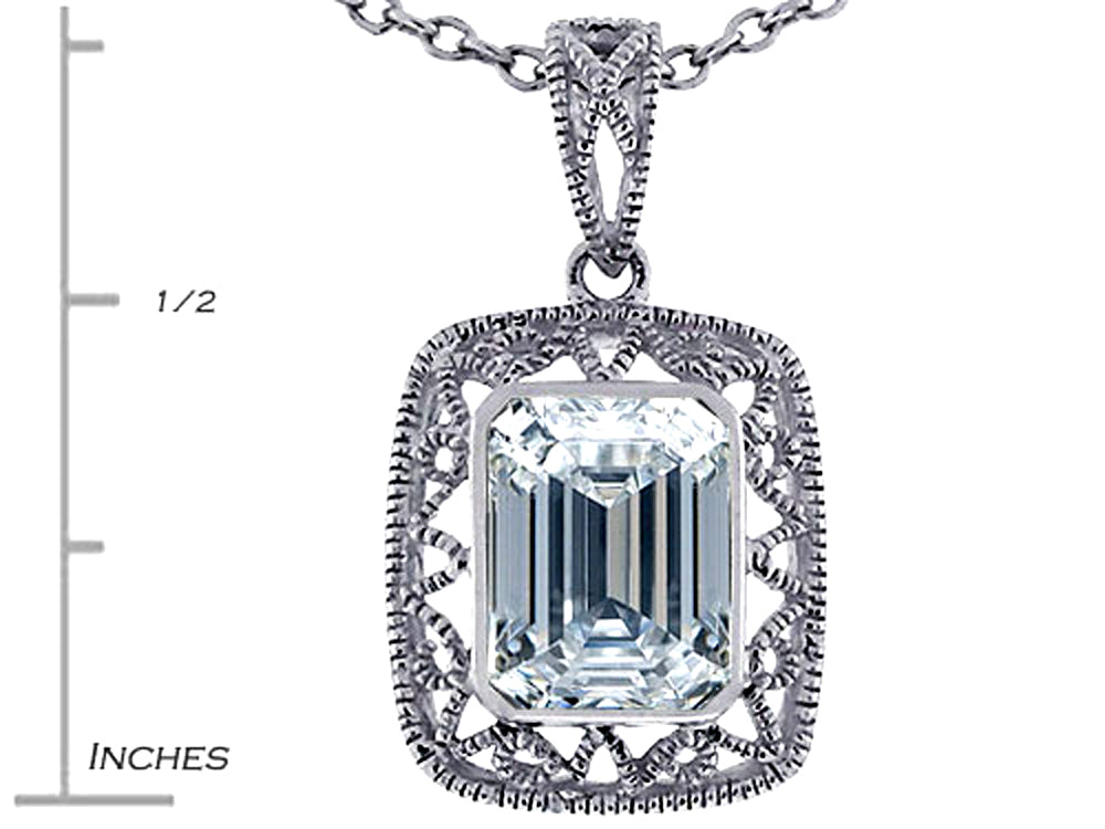 Star K™ Emerald Cut White Topaz Pendant Necklace