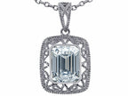 Star K™ Emerald Cut White Topaz Pendant Necklace