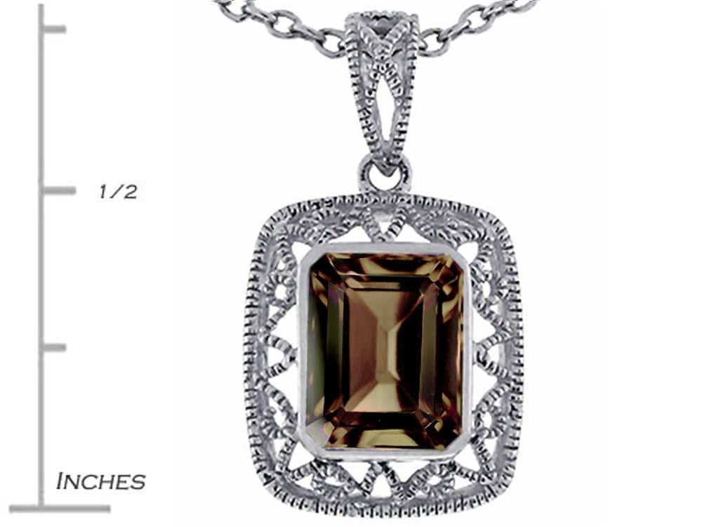 Star K™ Emerald Cut Smoky Quartz Pendant Necklace