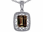 Star K™ Emerald Cut Smoky Quartz Pendant Necklace