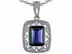 Star K™ Emerald Cut Genuine Iolite Pendant Necklace