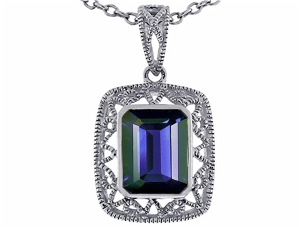 Star K™ Emerald Cut Genuine Iolite Pendant Necklace