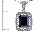 Star K™ Emerald Cut Genuine Black Sapphire Pendant Necklace