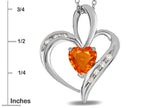 Star K™ Heart Shape 6mm Simulated Orange Mexican Fire Opal Pendant Necklace