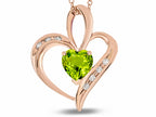 Star K™ Heart Shape 6mm Genuine Peridot Pendant Necklace