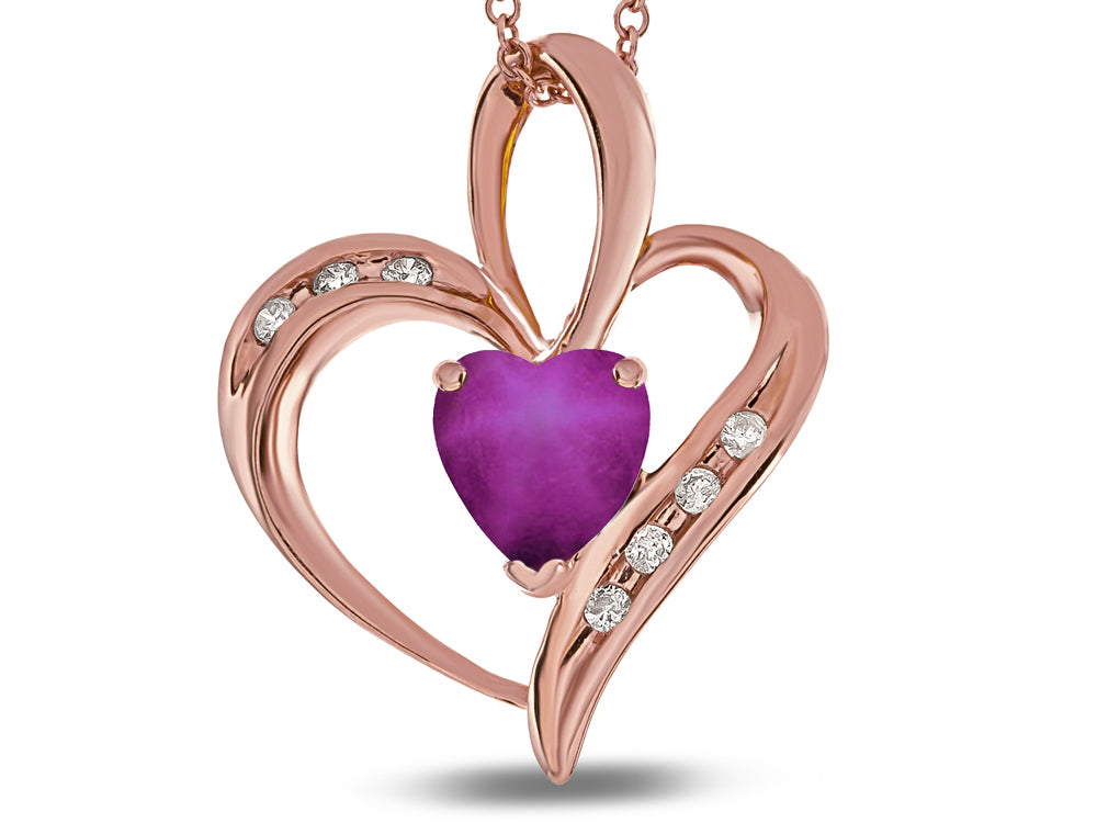 Star K™ Heart Shape 6mm Created Star Ruby Pendant Necklace