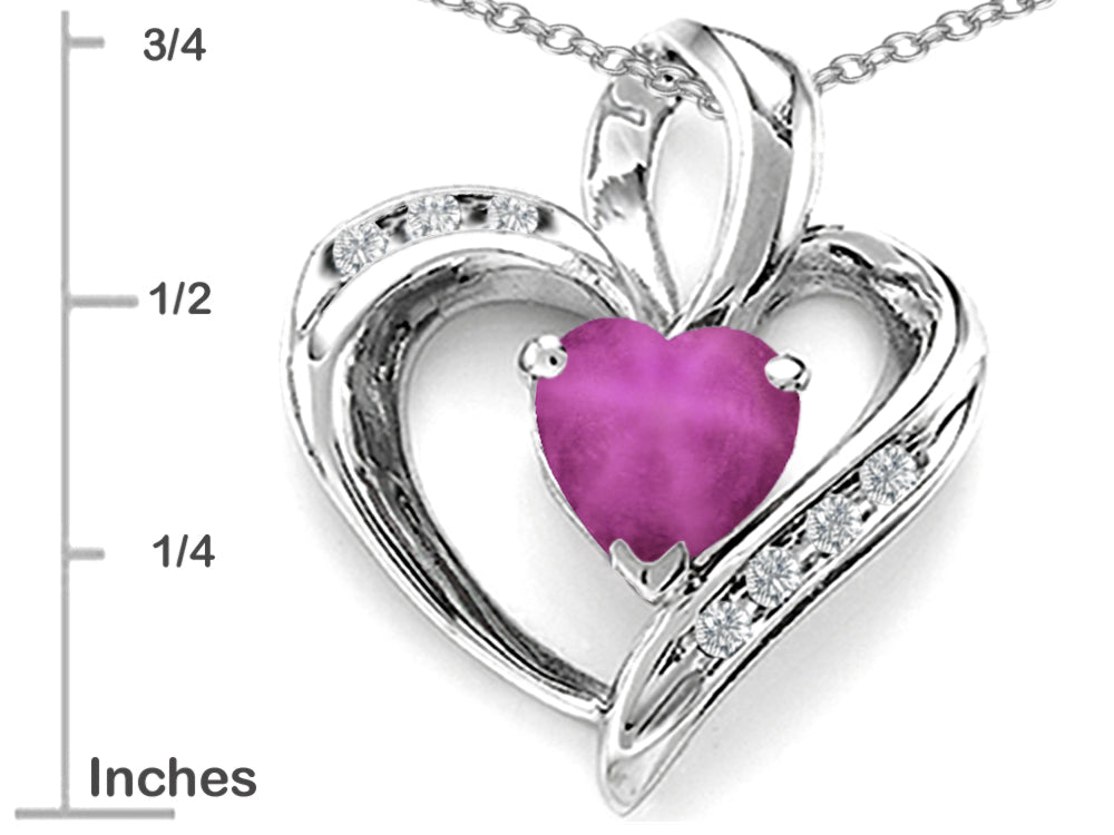 Star K™ Heart Shape 6mm Created Star Ruby Pendant Necklace