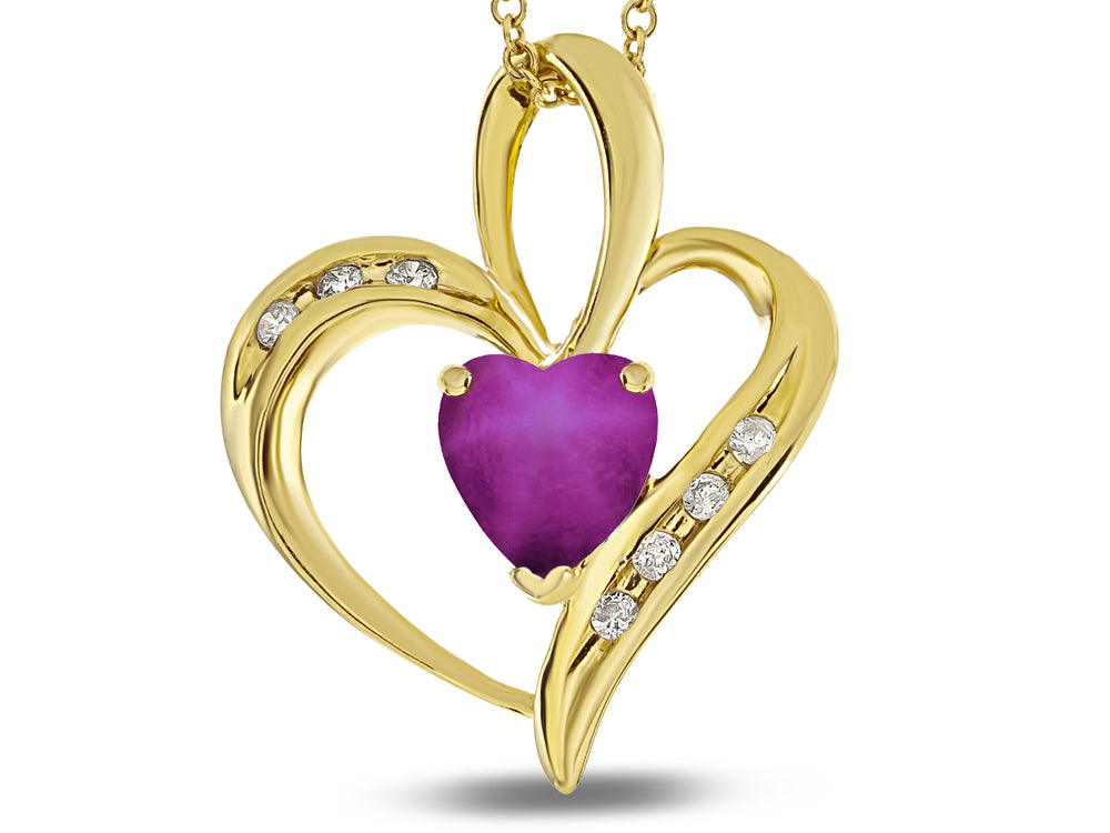 Star K™ Heart Shape 6mm Created Star Ruby Pendant Necklace