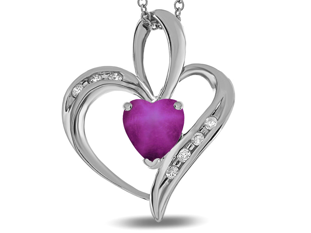 Star K™ Heart Shape 6mm Created Star Ruby Pendant Necklace