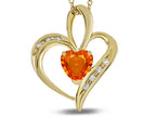 Star K™ Heart Shape 6mm Simulated Mexican Fire Opal Pendant Necklace