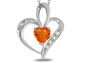 Star K™ Heart Shape 6mm Simulated Mexican Fire Opal Pendant Necklace