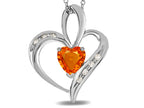 Star K™ Heart Shape 6mm Simulated Mexican Fire Opal Pendant Necklace