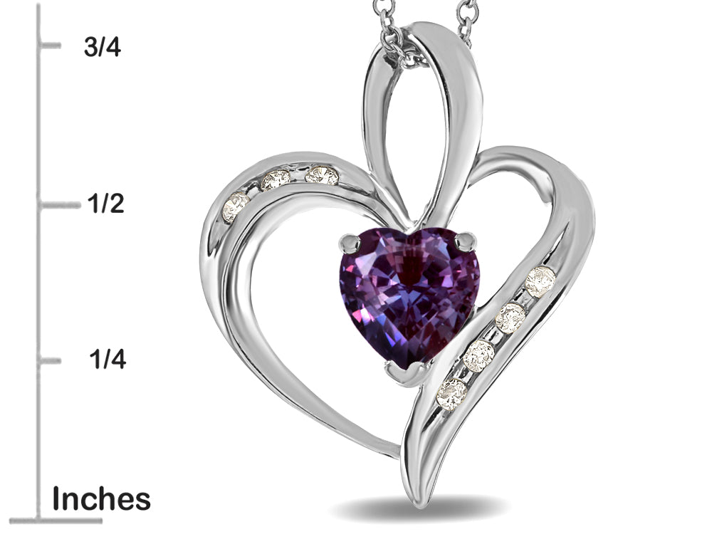 Star K™ Heart Shape 6mm Simulated Alexandrite Pendant Necklace