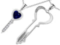 Star K™ His and Hers Key to my Heart Couple 2pcs Pendant Necklace Set with Simulated Sapphire