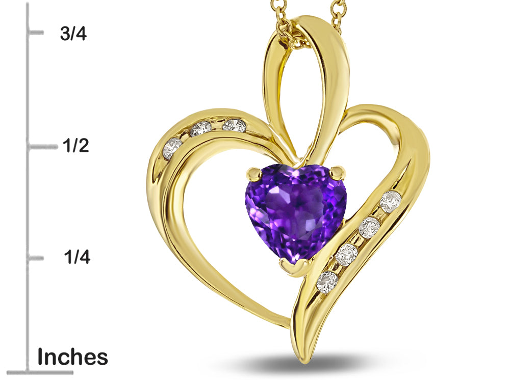 Star K™ Heart Shape 6mm Genuine Amethyst Pendant Necklace
