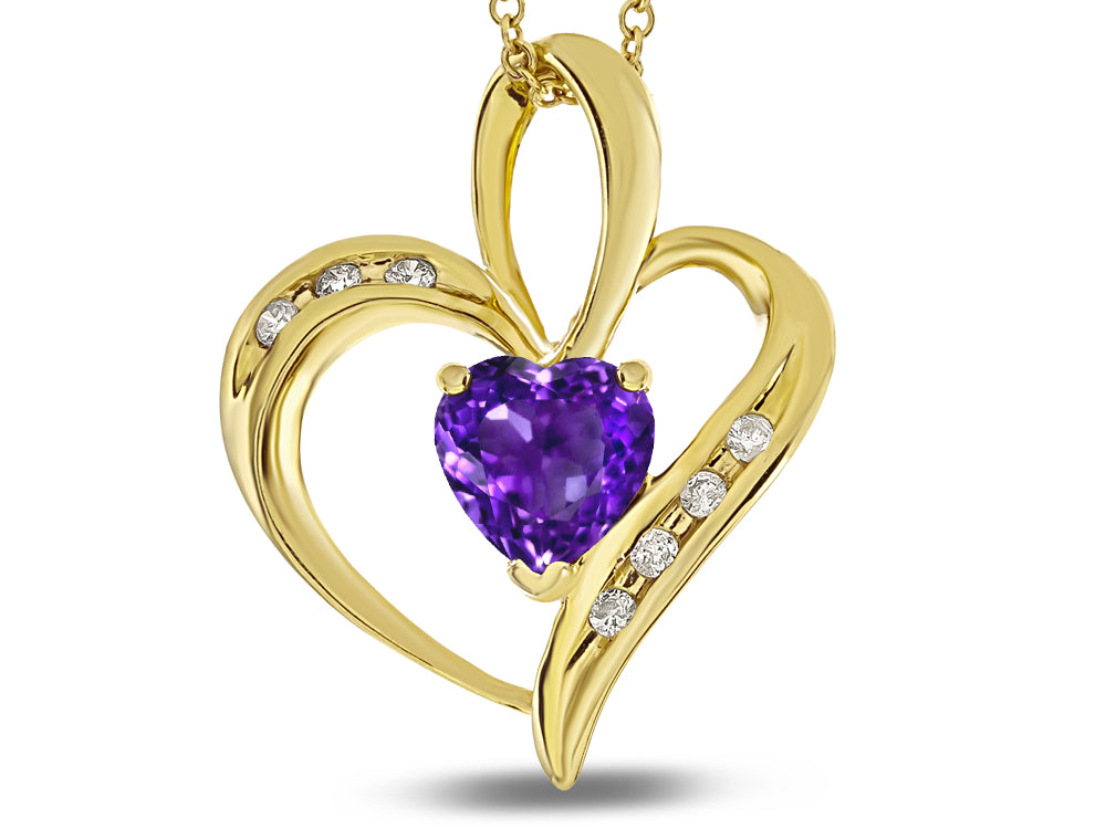 Star K™ Heart Shape 6mm Genuine Amethyst Pendant Necklace