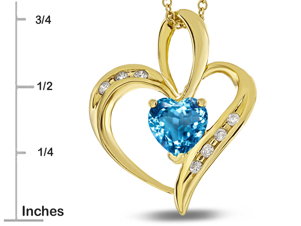 Star K™ Heart Shape 6mm Genuine Blue Topaz Pendant Necklace